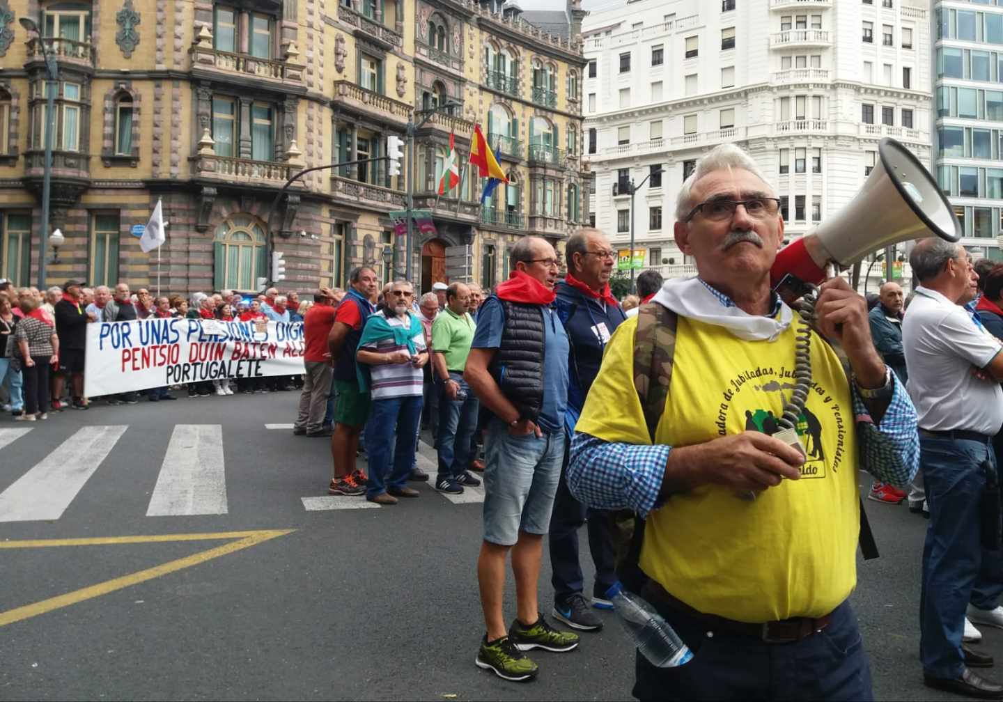 Manifestación de pensionistas en el centro de Bilbao.