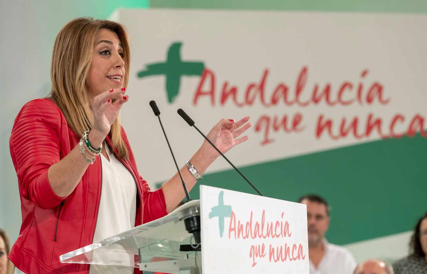 La presidenta andaluza, Susana Díaz, durante su intervención en la reunión del comité director del PSOE-A hoy en Sevilla, donde ha sido nombrada candidata a las elecciones andaluzas.