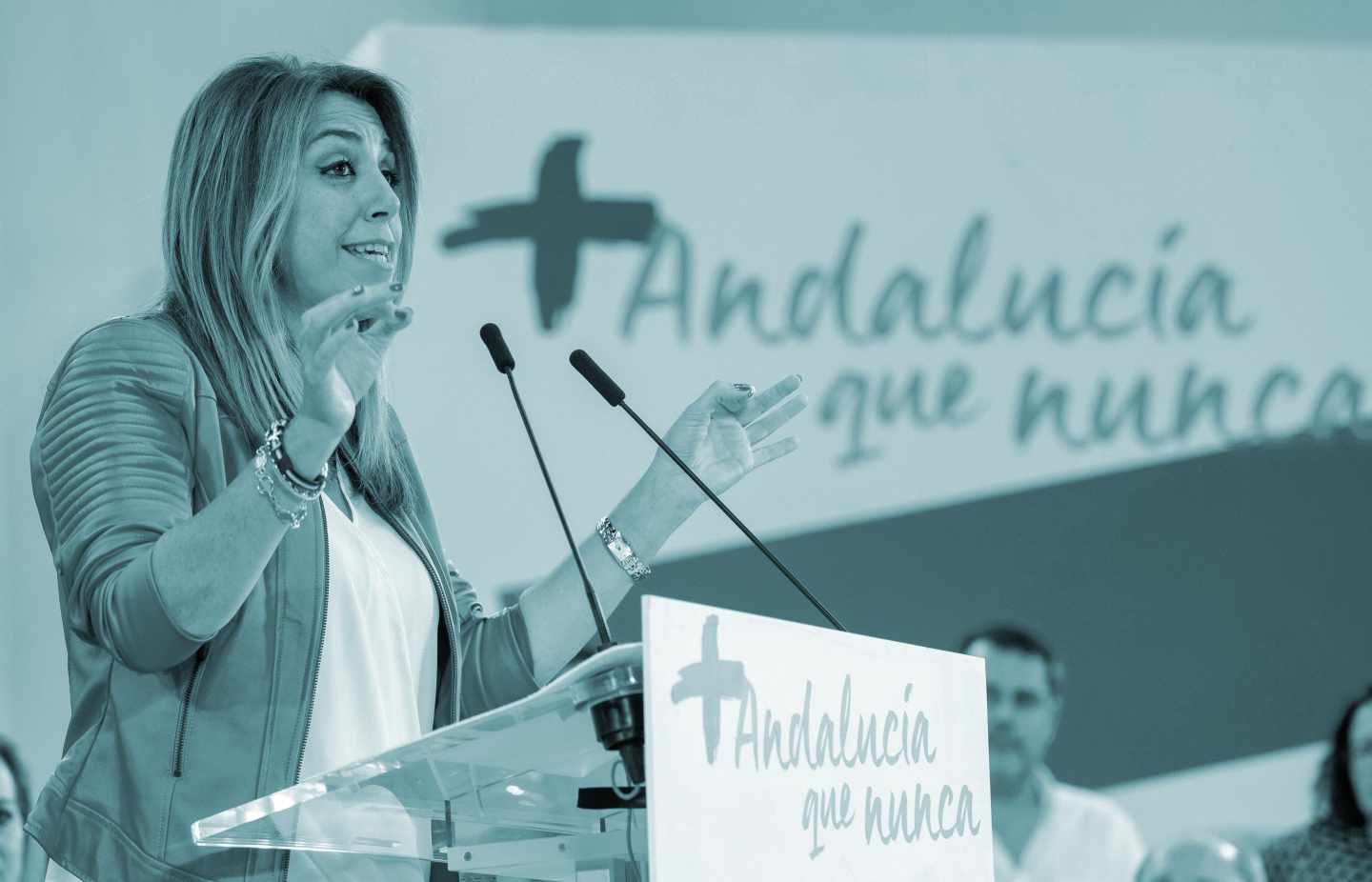 La presidenta andaluza, Susana Díaz, durante su intervención en la reunión del comité director del PSOE-A hoy en Sevilla, donde ha sido nombrada candidata a las elecciones andaluzas.