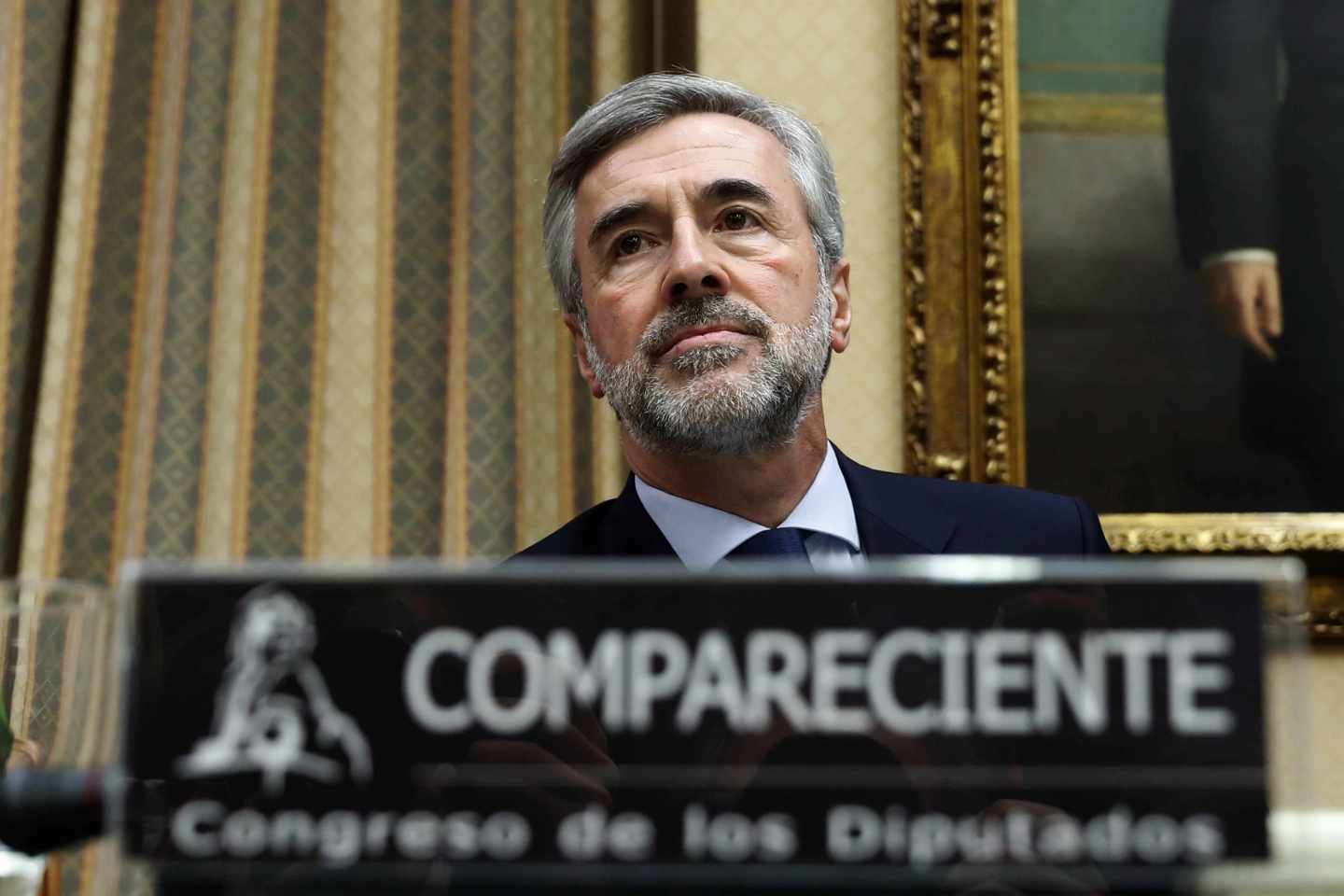Ángel Acebes, durante su comparecencia en el Congreso de los Diputados.