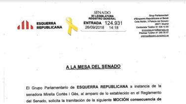 ERC "cuela" el lazo amarillo en un documento presentado a la mesa del Senado