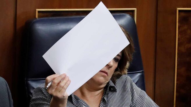 Manos Limpias lleva a Delgado y Garzón al Supremo por no denunciar los delitos relatados por Villarejo en una comida La ministra de Justicia, Dolores Delgado, este miércoles en el Congreso de los Diputados.