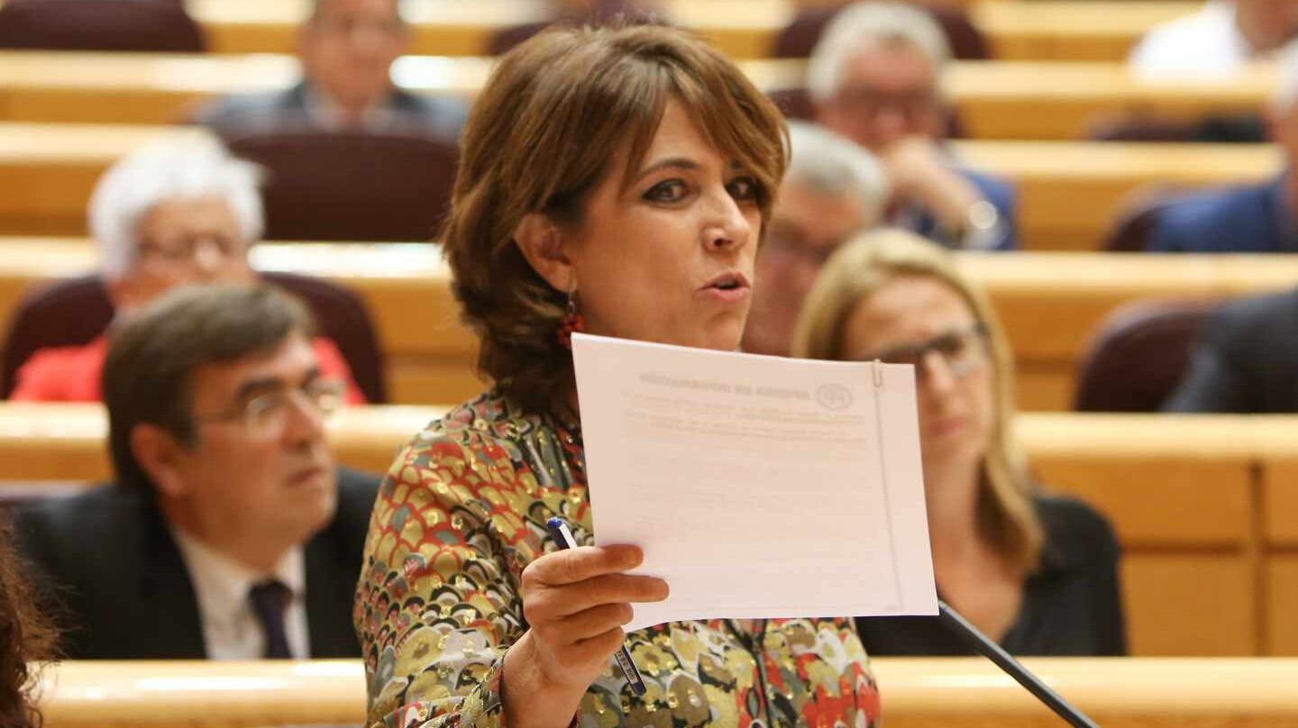 Dolores Delgado, durante una comparecencia en el Senado.
