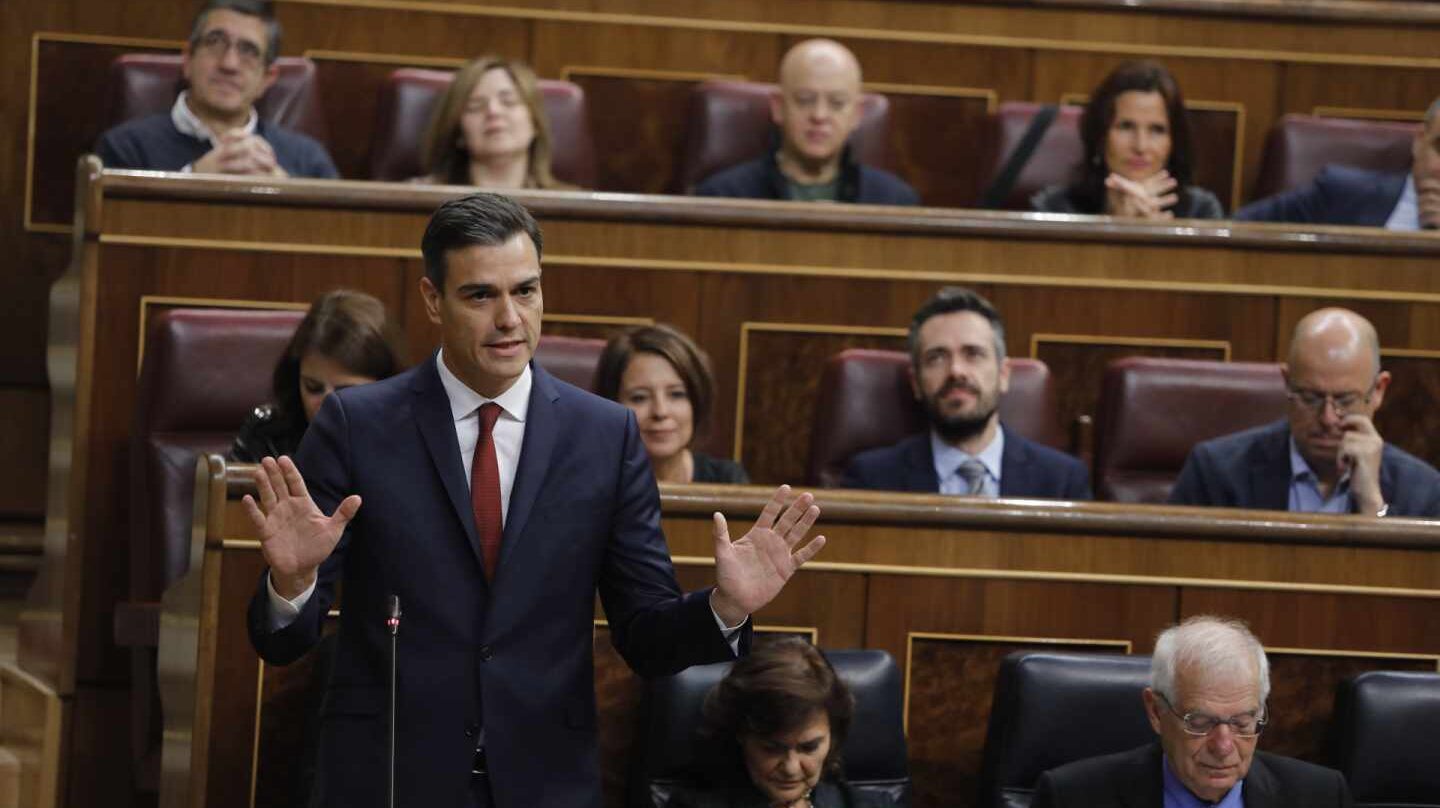 El presidente del Gobierno, Pedro Sánchez, durante la sesión de control en el Congreso.