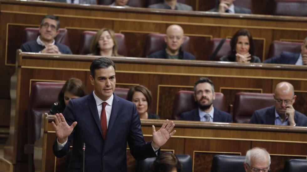 El presidente del Gobierno, Pedro Sánchez, durante la sesión de control en el Congreso.