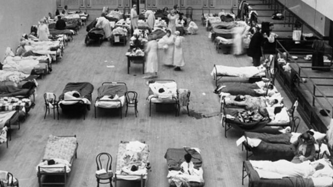 gripe-española Hospital de emergencia durante la pandemia de gripe de 1918.