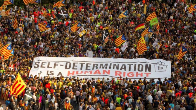 Manifestación reivindicativa del 1 de octubre en Barcelona.