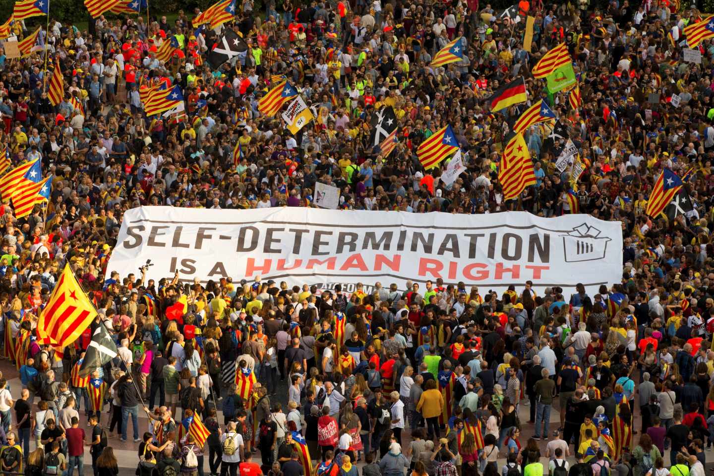 Manifestación reivindicativa del 1 de octubre en Barcelona.
