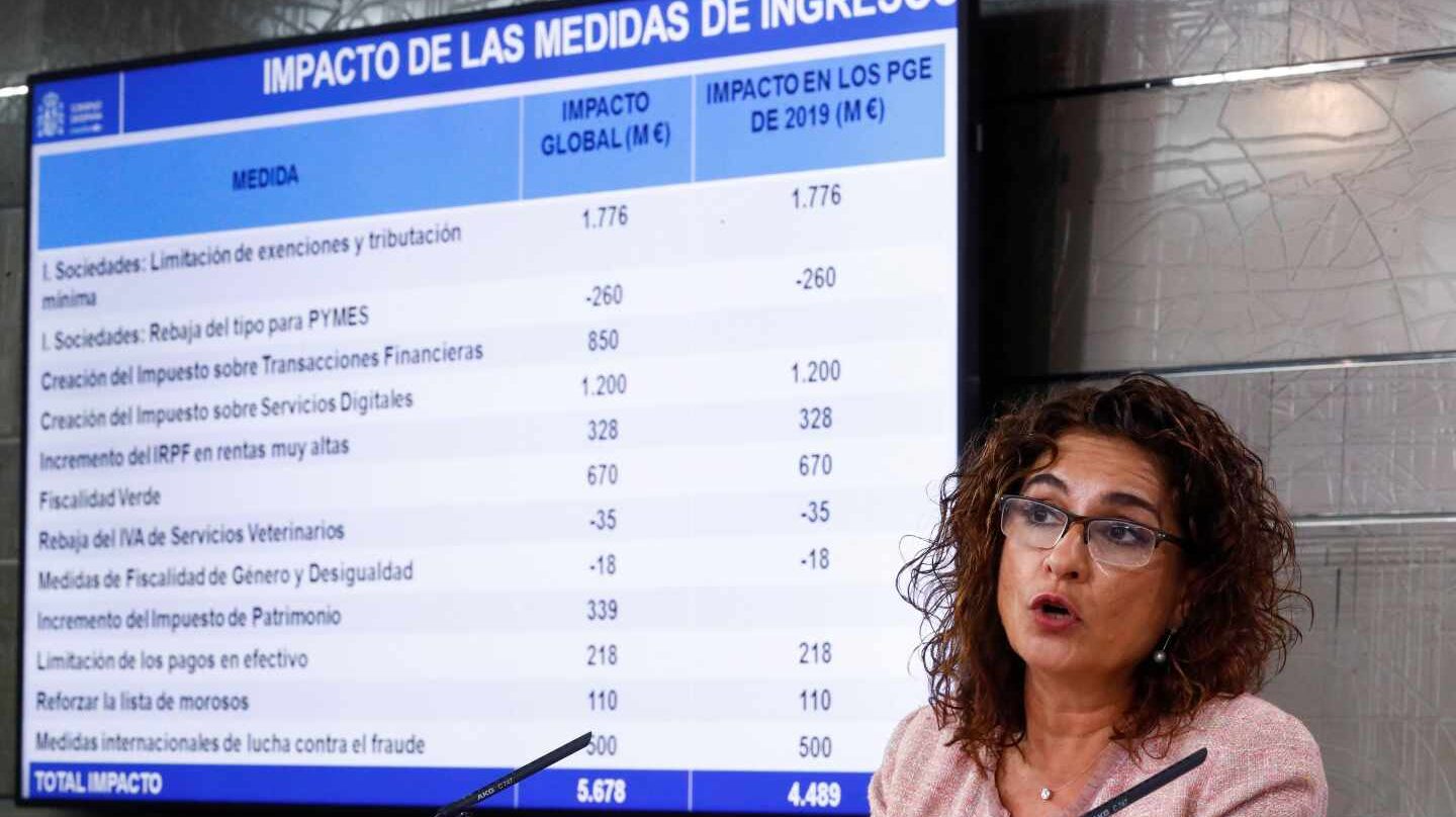 La ministra de Hacienda María Jesús Montero, durante la rueda de prensa posterior al consejo de ministros extraordinario, esta mañana en el Palacio de la Moncloa.