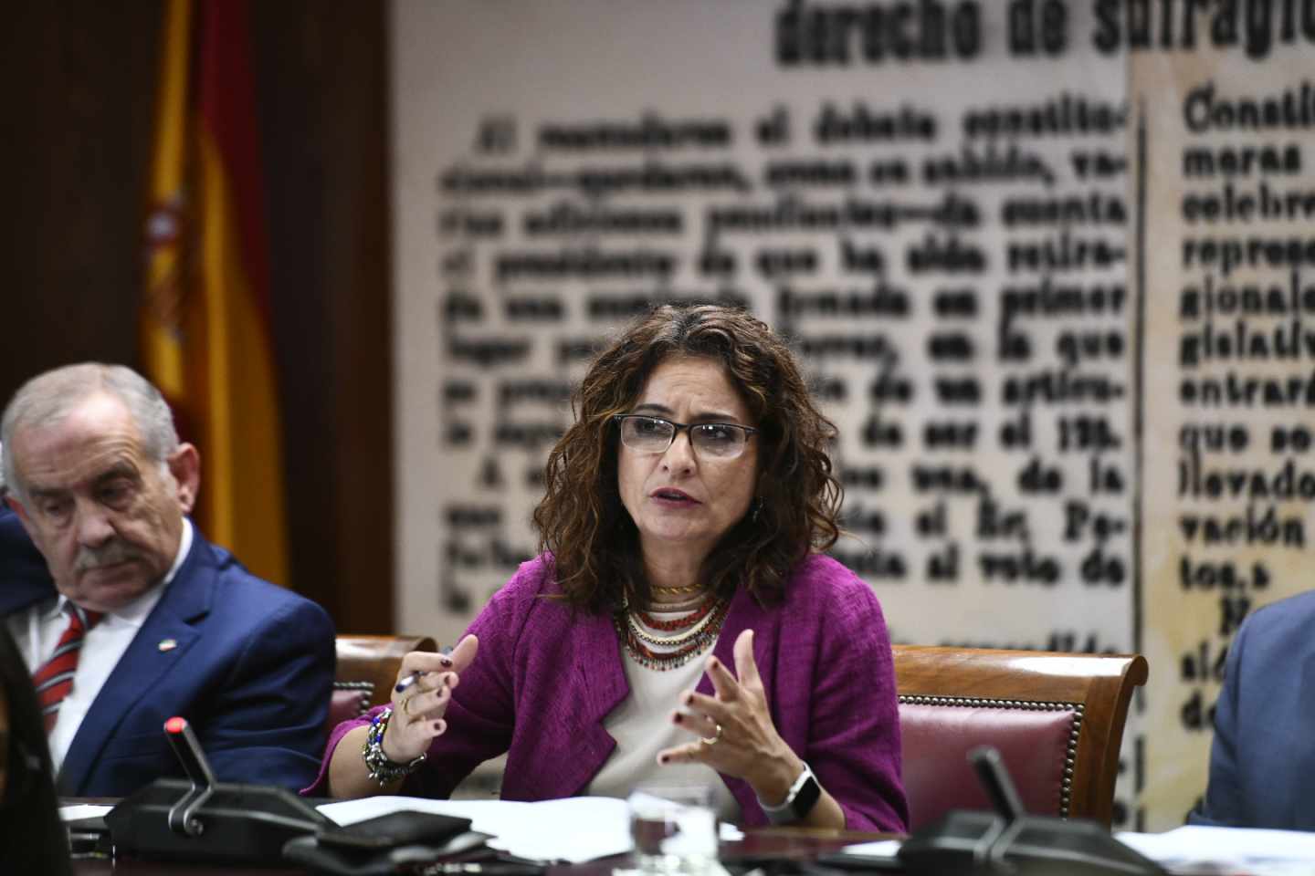 La ministra de Hacienda, María Jesús Montero, durante su intervención en el Senado.