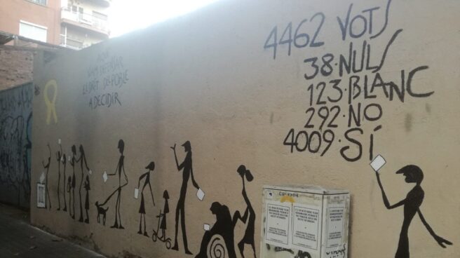 Críticas a Colau por borrar un mural de recuerdo al 1-O en un colegio de Barcelona