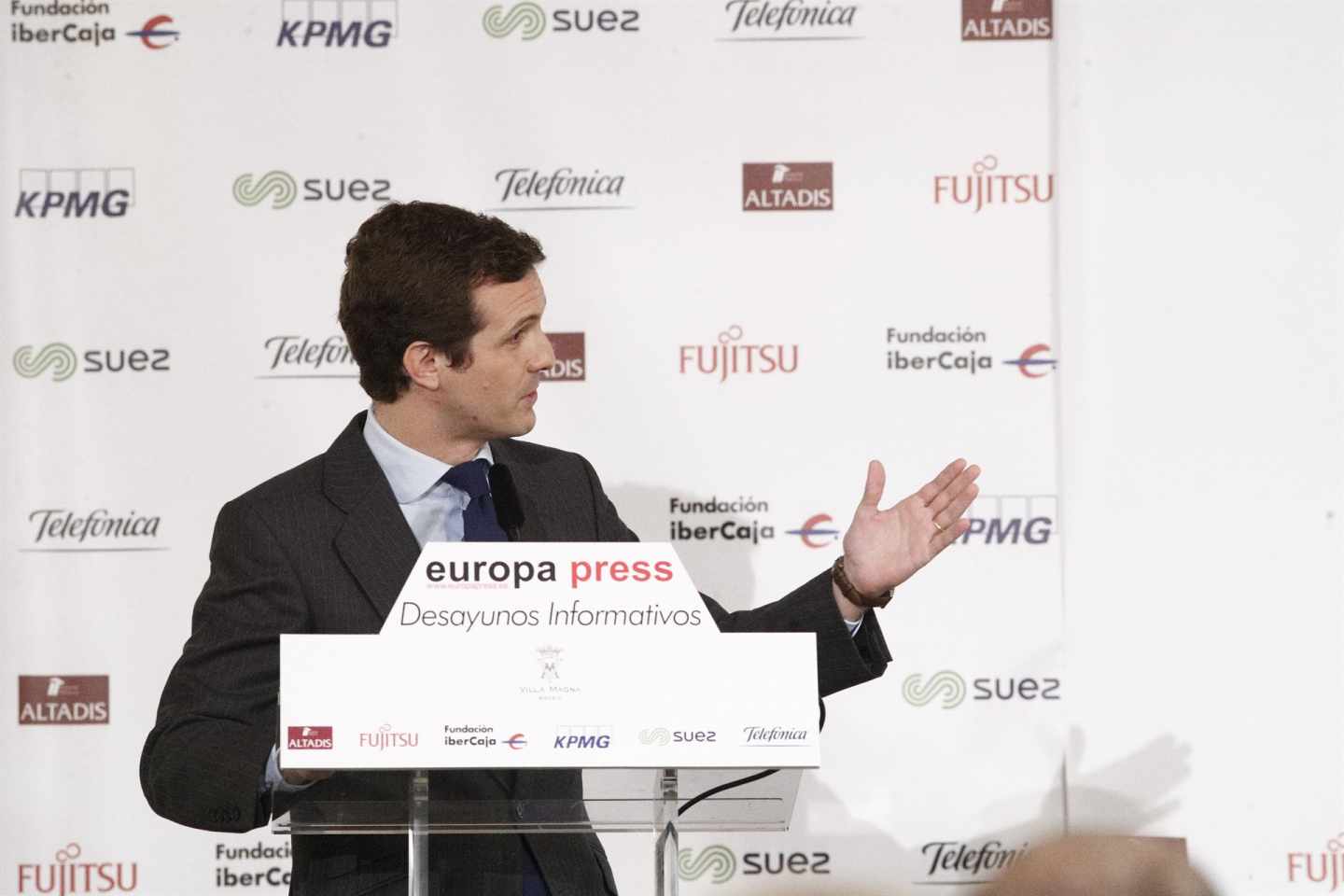 Pablo Casado en un desayuno de Europa Press.