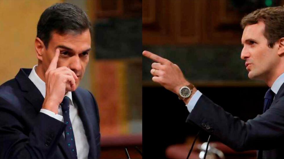 Pedro Sánchez y Pablo Casado debaten en el Congreso.