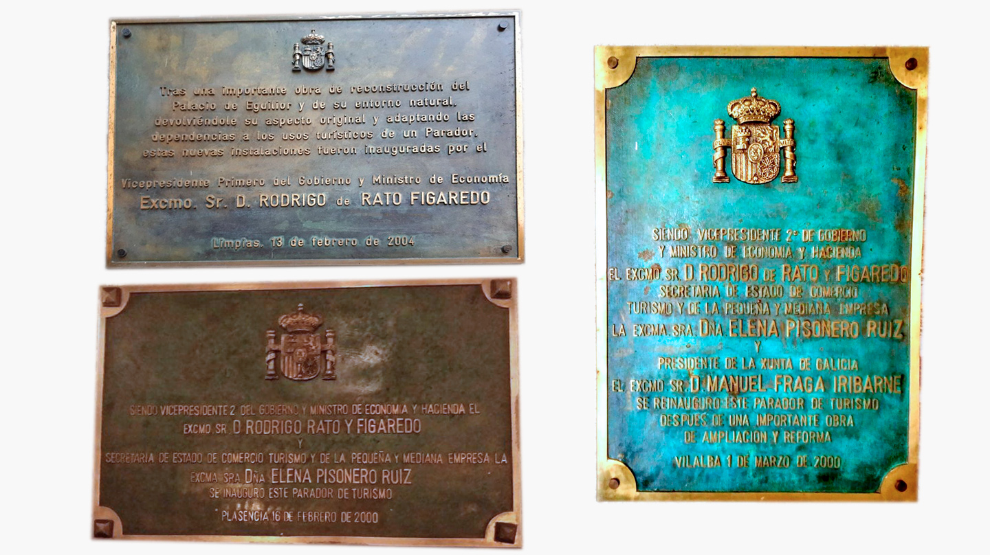 Placas conmemorativas de inauguraciones de Paradores por Rodrigo Rato