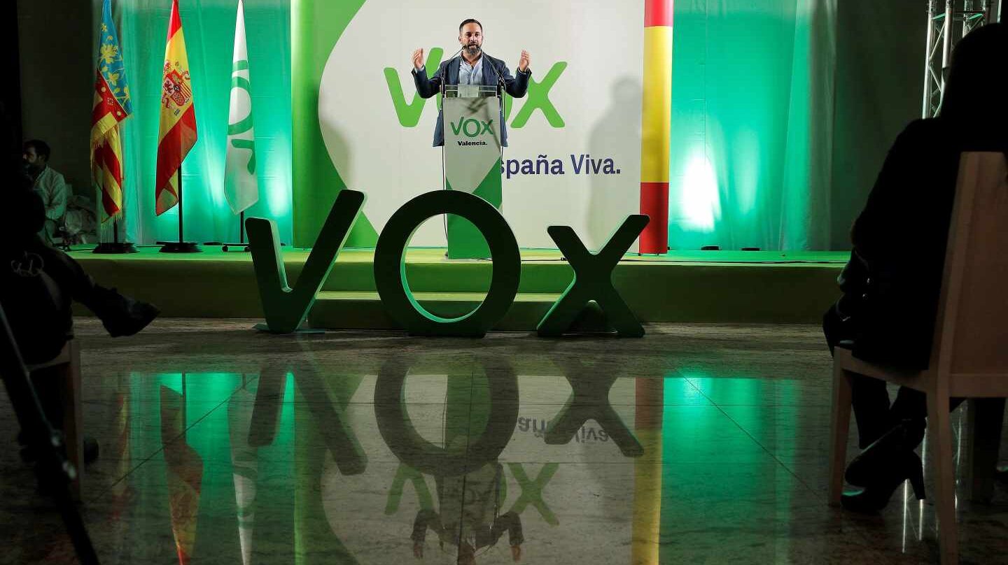 Santi Abascal, durante un acto de Vox en Valencia.