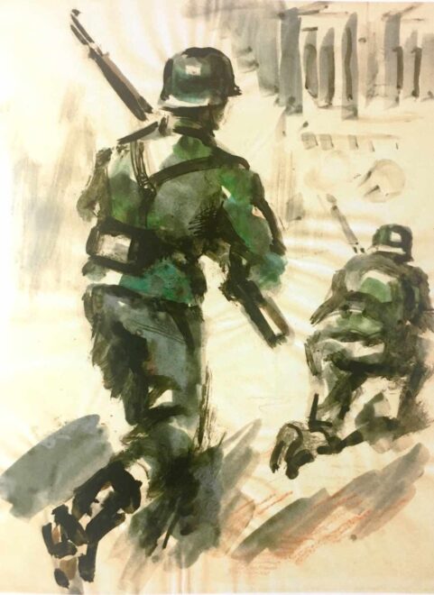 Soldados alemanes por París en un dibujo de José Luis Rey Vila.