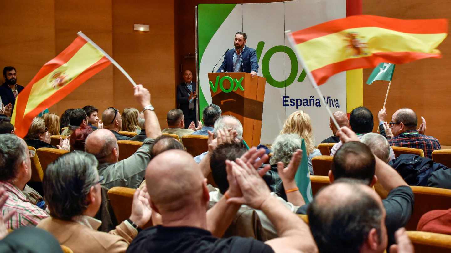 Santiago Abascal, en un acto de Vox en Bilbao.