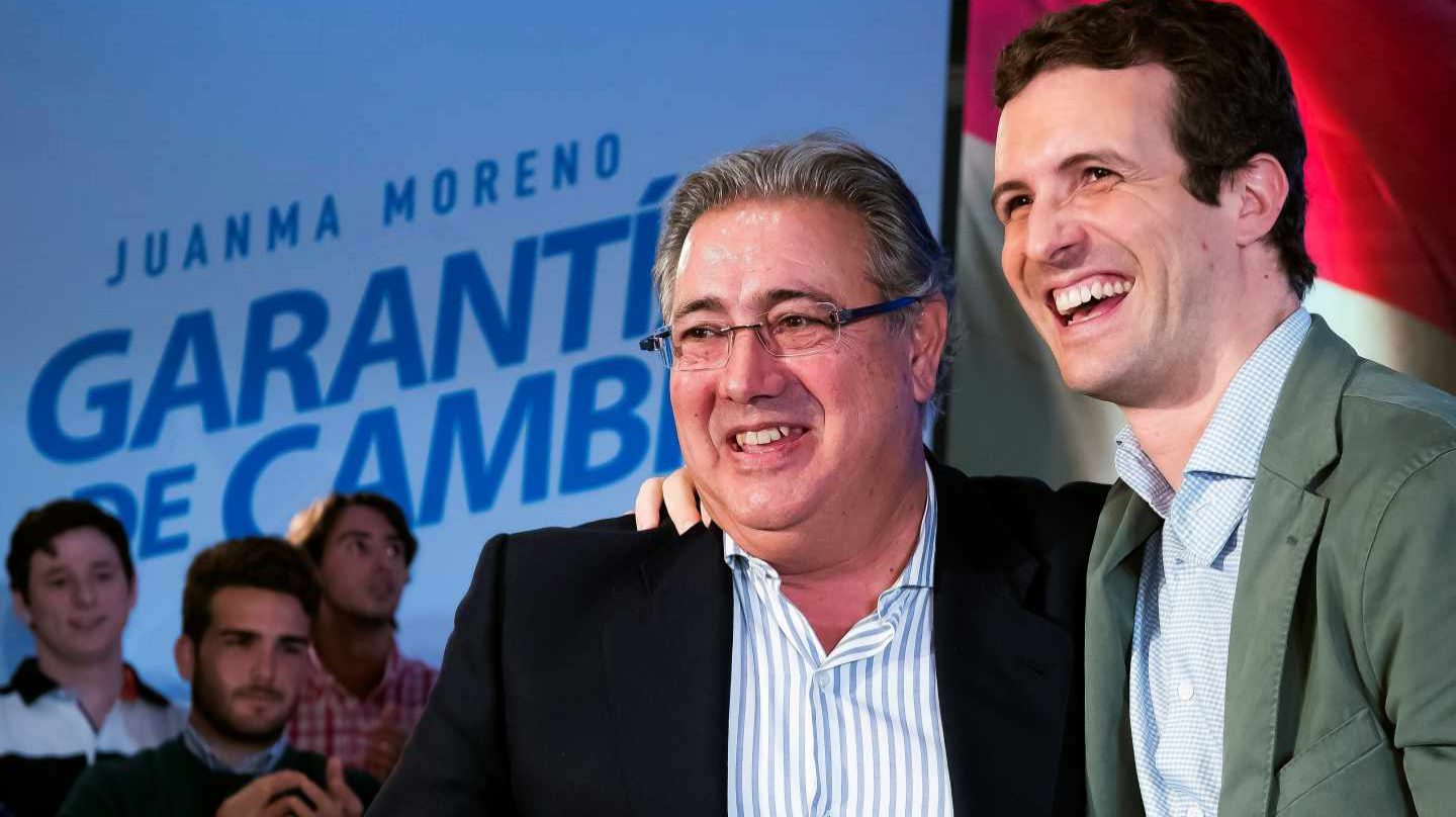 Zoido y Casado, en un mitin en Sevilla.