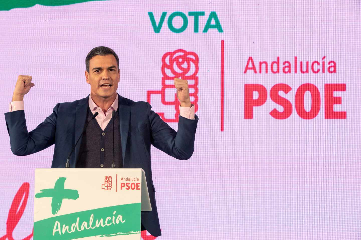 Pedro Sánchez, en el mitin de Chiclana.