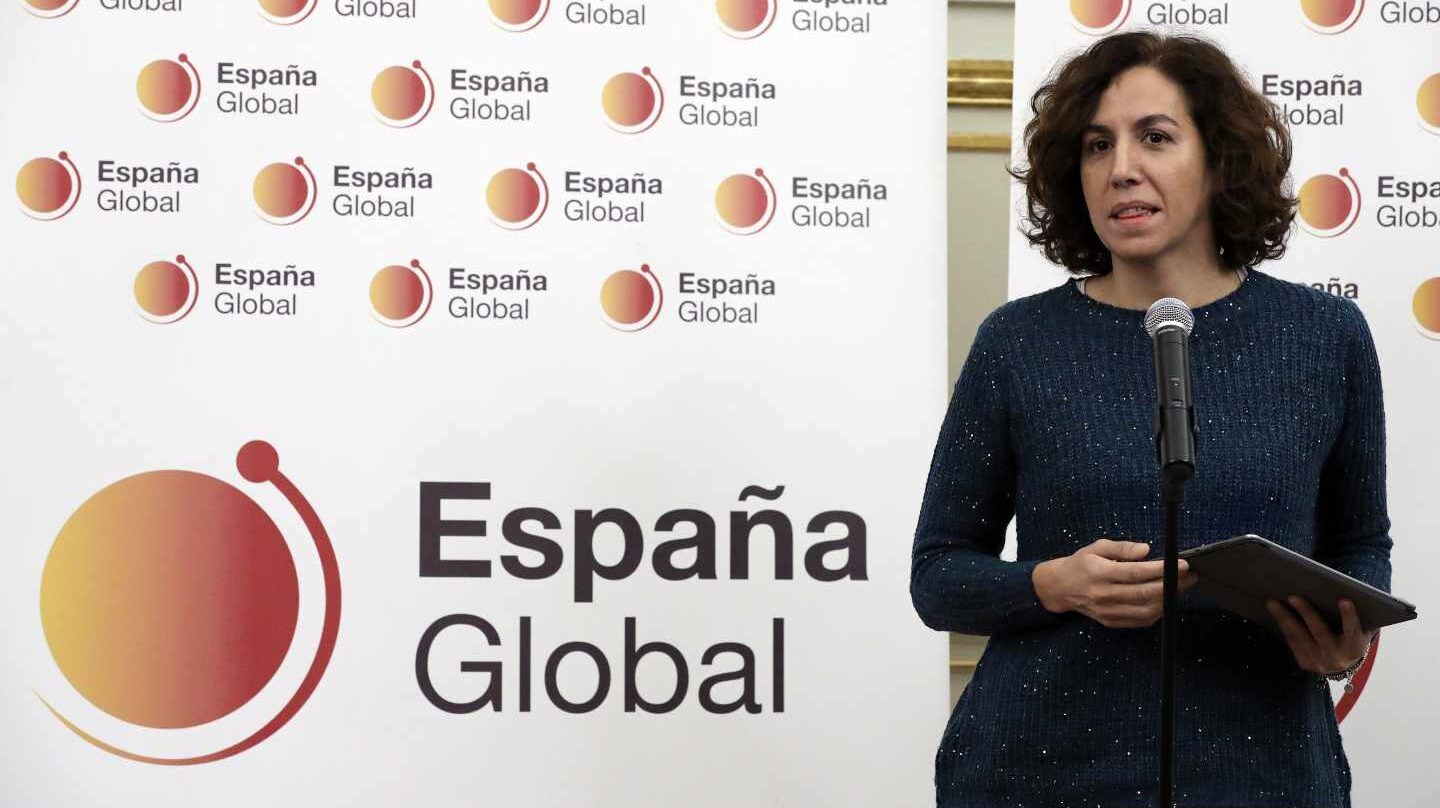 La secretaria de Estado de España Global, Irene Lozano, durante la presentación de la nueva imagen de la marca.