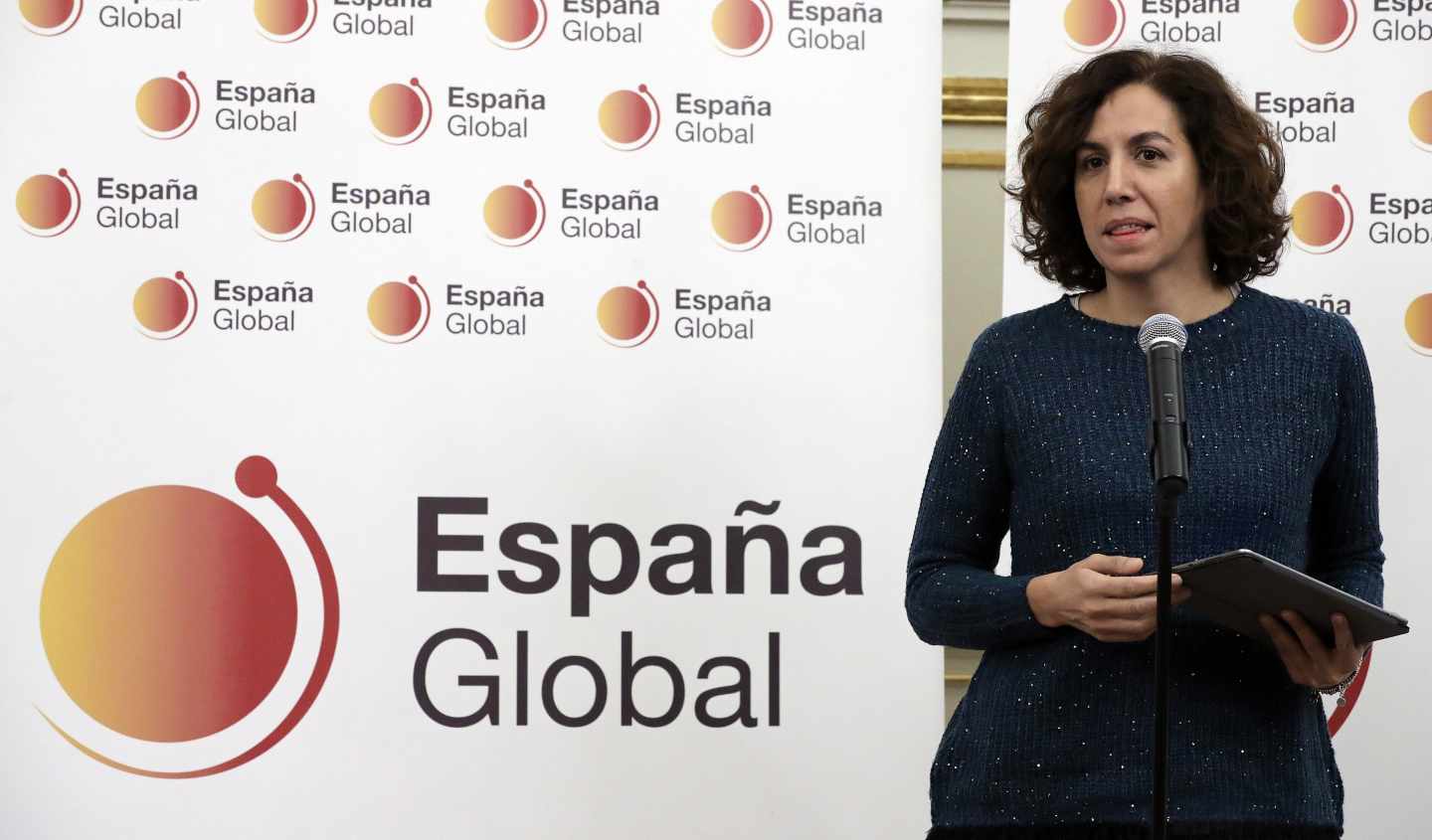 La secretaria de Estado de España Global, Irene Lozano, durante la presentación de la nueva imagen de la marca.