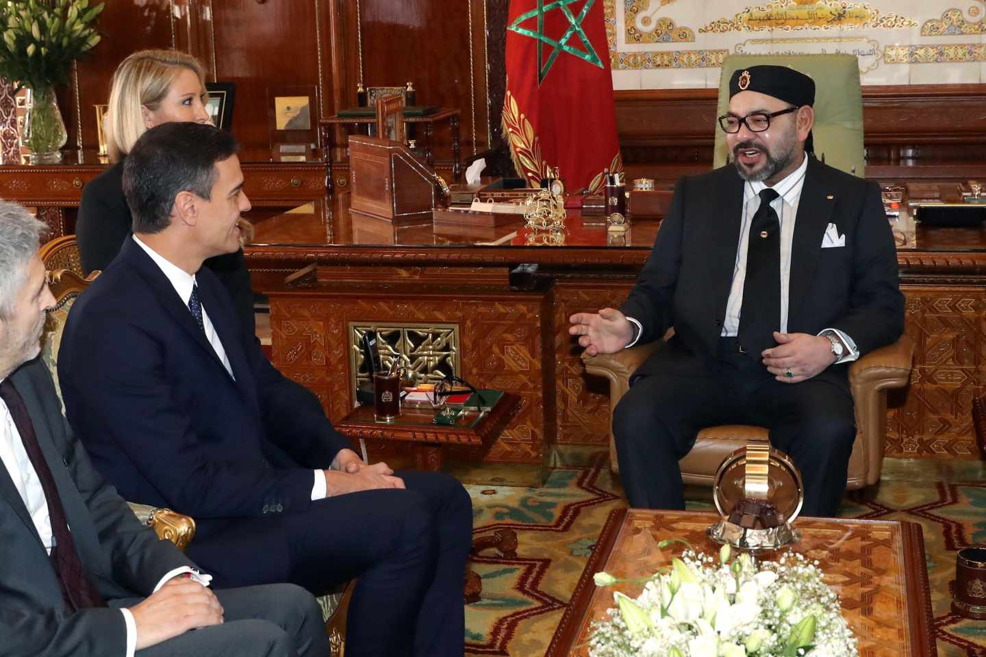 Pedro Sánchez y el Rey de Marruecos, Mohamed VI, en Rabat.