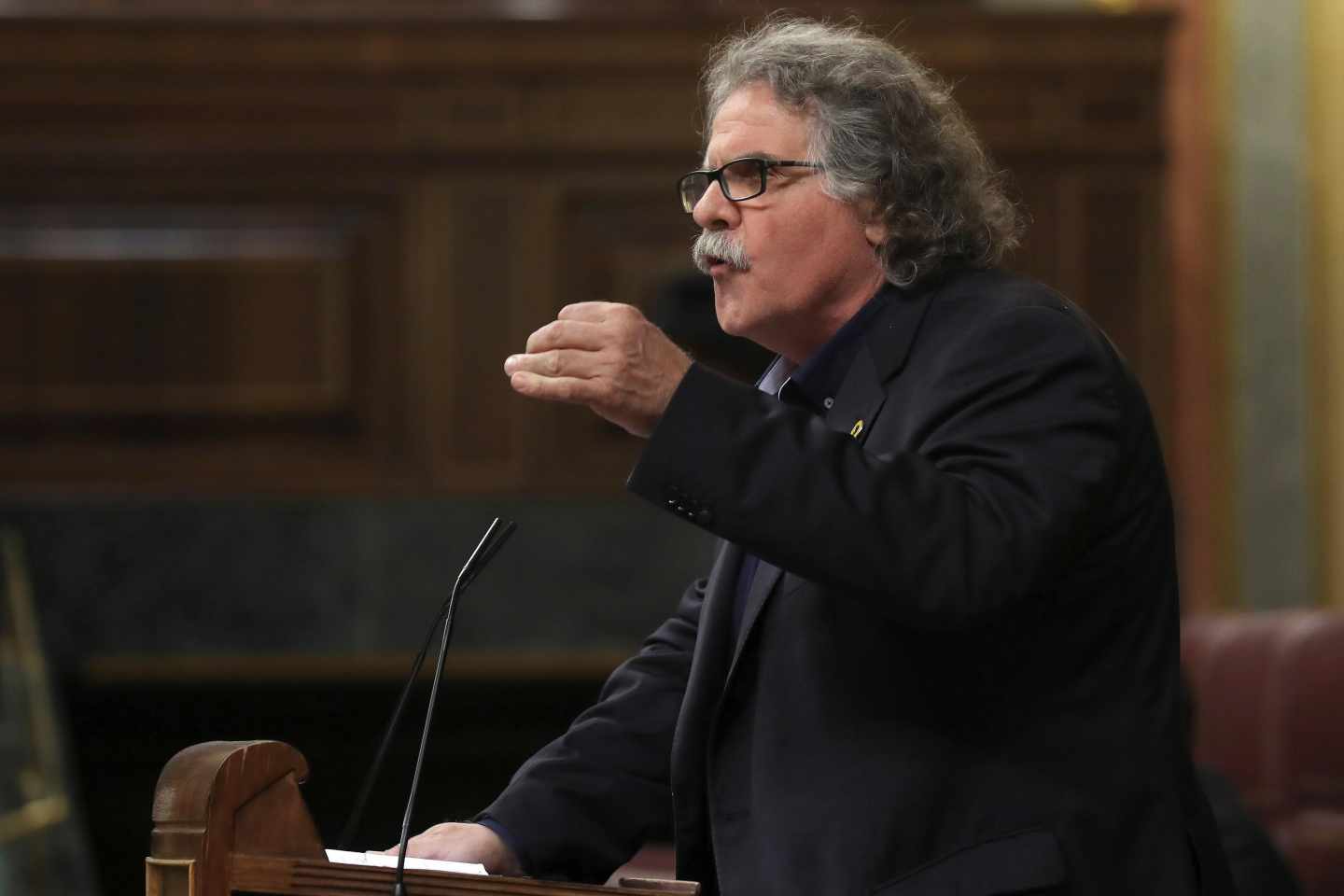 El portavoz de ERC en el Congreso, Joan Tardà, durante su intervención en el pleno del Congreso de los Diputados.