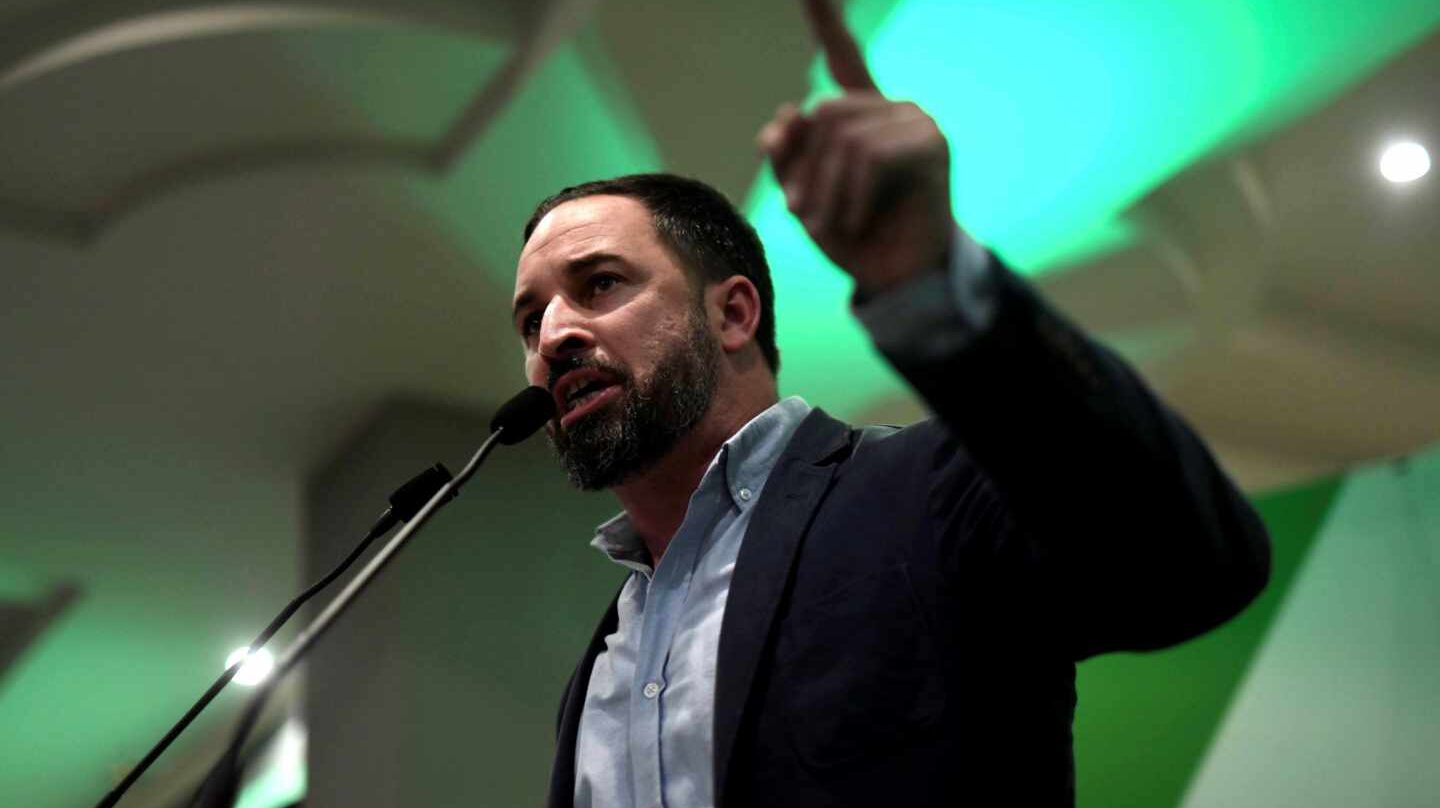 Santiago Abascal durante un acto de la campaña andaluza