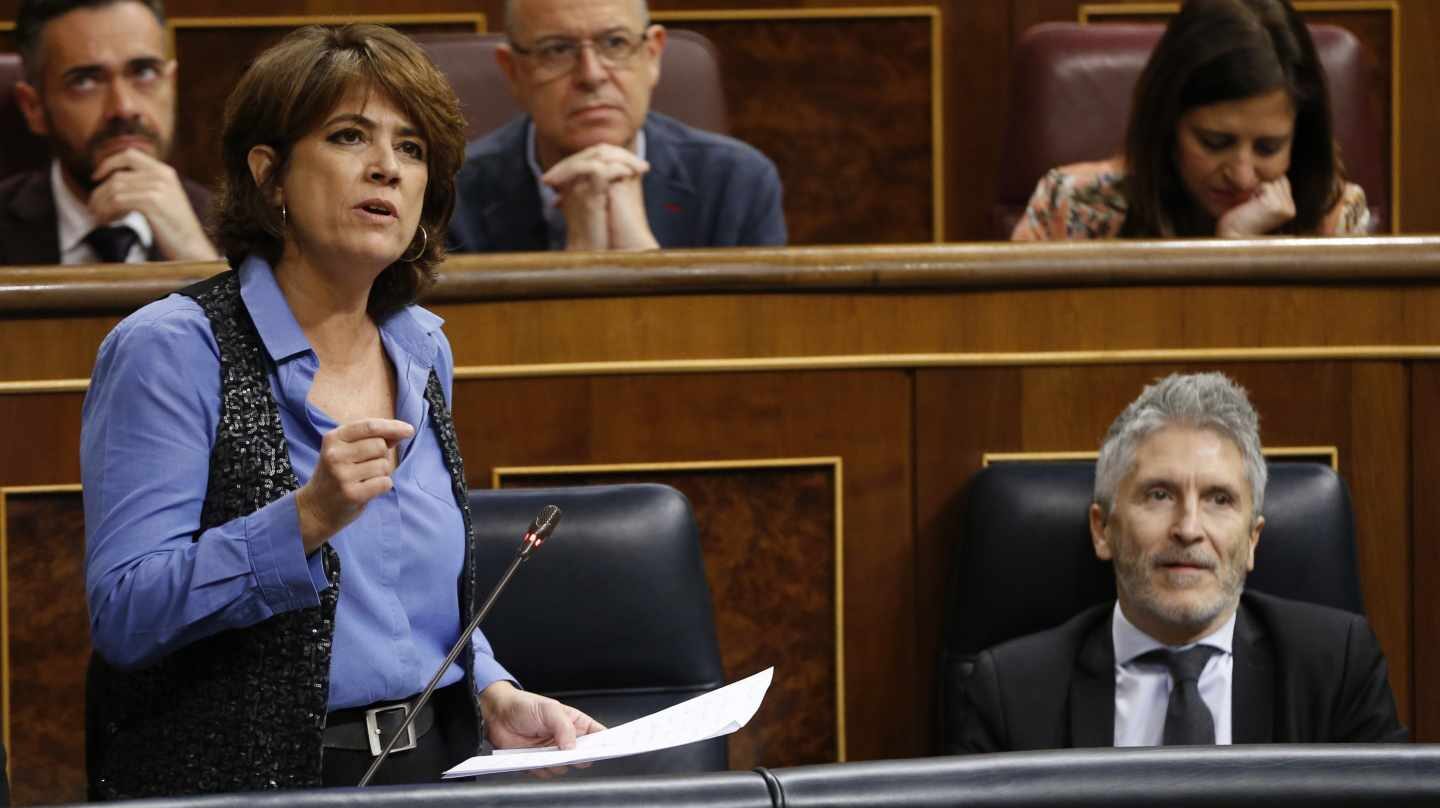 La ministra de Justicia, Dolores Delgado, durante la sesión de control de este miércoles