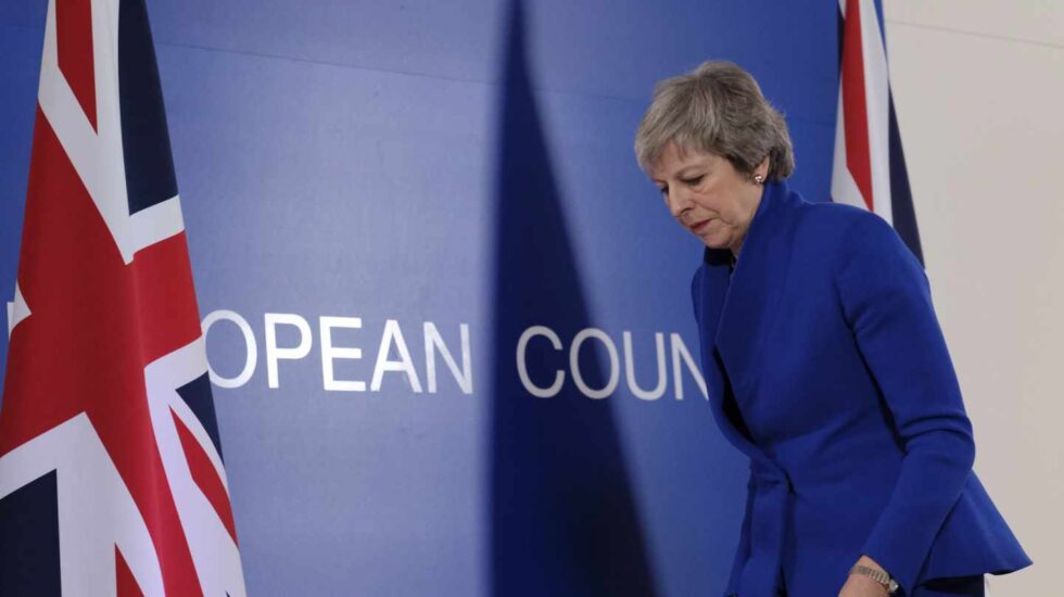 Theresa May, antes de una intervención en Bruselas.