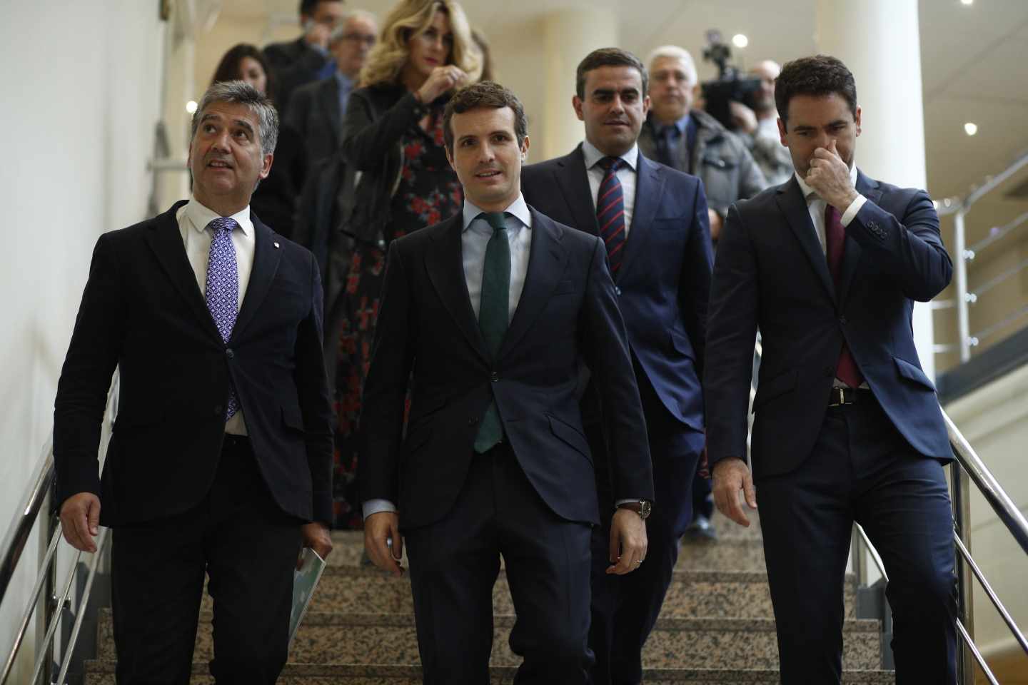 Cosidó, Casado y García Egea, a su llegada al Senado.
