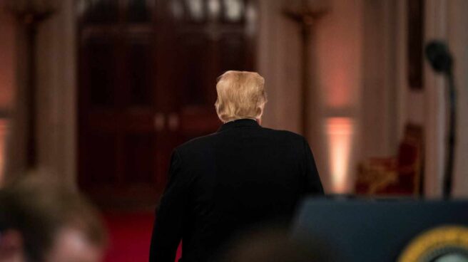 El presidente de EEUU, Donald Trump, tras finalizar una rueda de prensa postelectoral en la Casa Blanca.