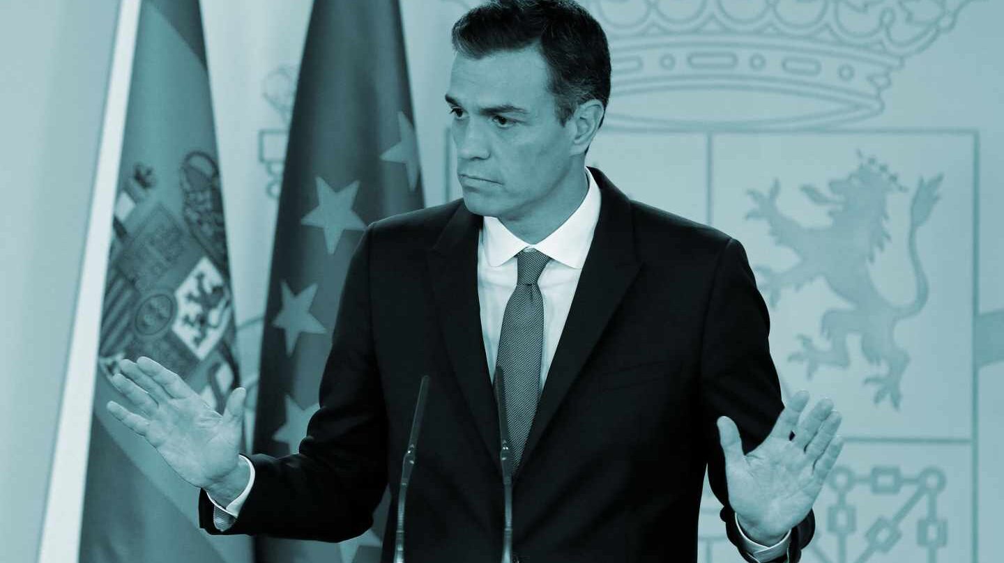 El presidente del Gobierno, Pedro Sánchez, durante la rueda de prensa que ha ofrecido en el Palacio de La Moncloa