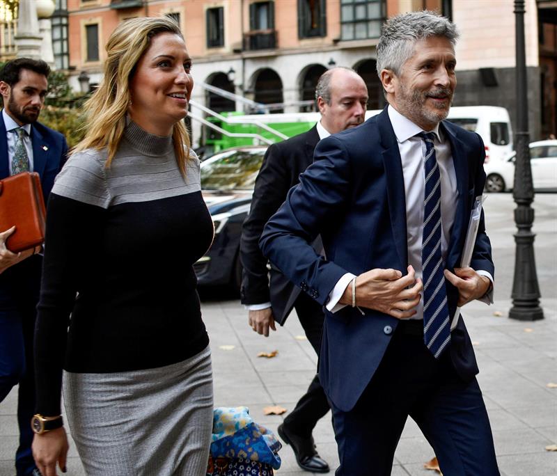 El ministro Fernando Grande Marlaska a su llegada al TSJPV en Bilbao.