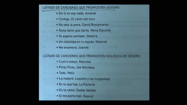 Canciones que según el gobierno de Navarra promueven 'sexismo y violencia de género'