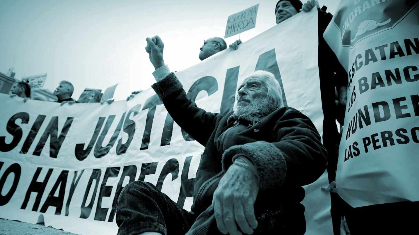 Manifestación ante la sede del Supremo en Madrid para protestar contra la sentencia de las hipotecas.