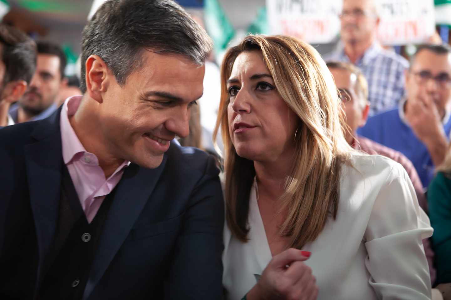 Pedro Sánchez y Susana Díaz, en el mitin de Chiclana.