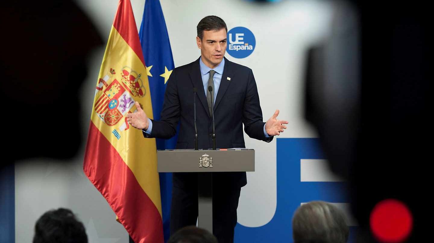 Pedro Sánchez, durante su comparecencia tras la cumbre del Brexit en Bruselas.