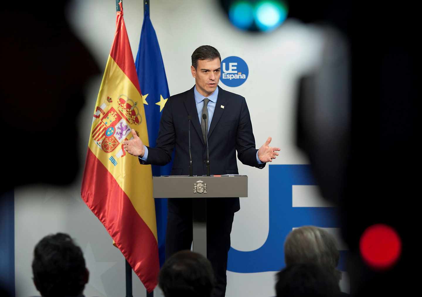 Pedro Sánchez, durante su comparecencia tras la cumbre del Brexit en Bruselas.