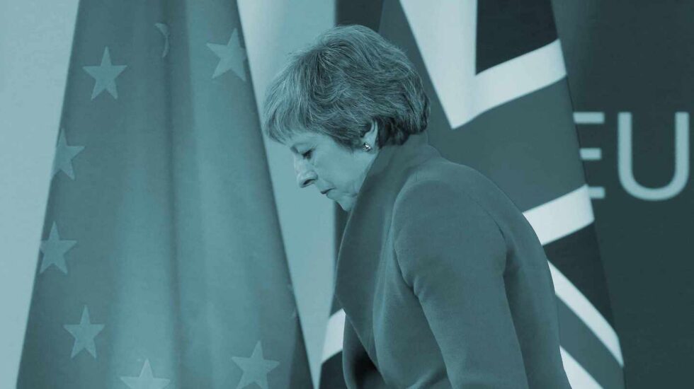 Theresa May, en la cumbre del Brexit en Bruselas.