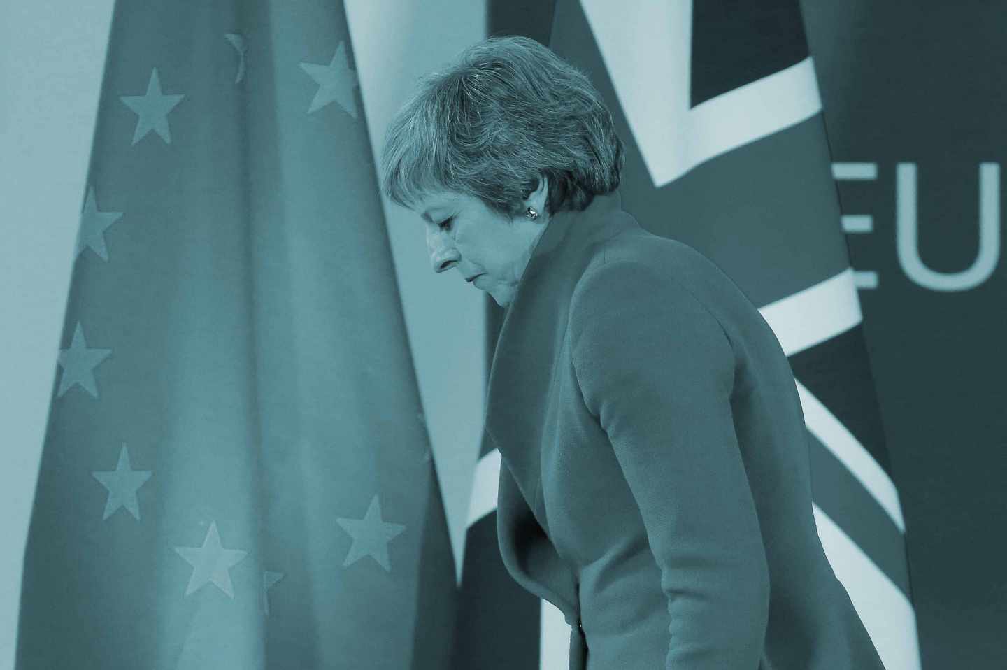 Theresa May, en la cumbre del Brexit en Bruselas.