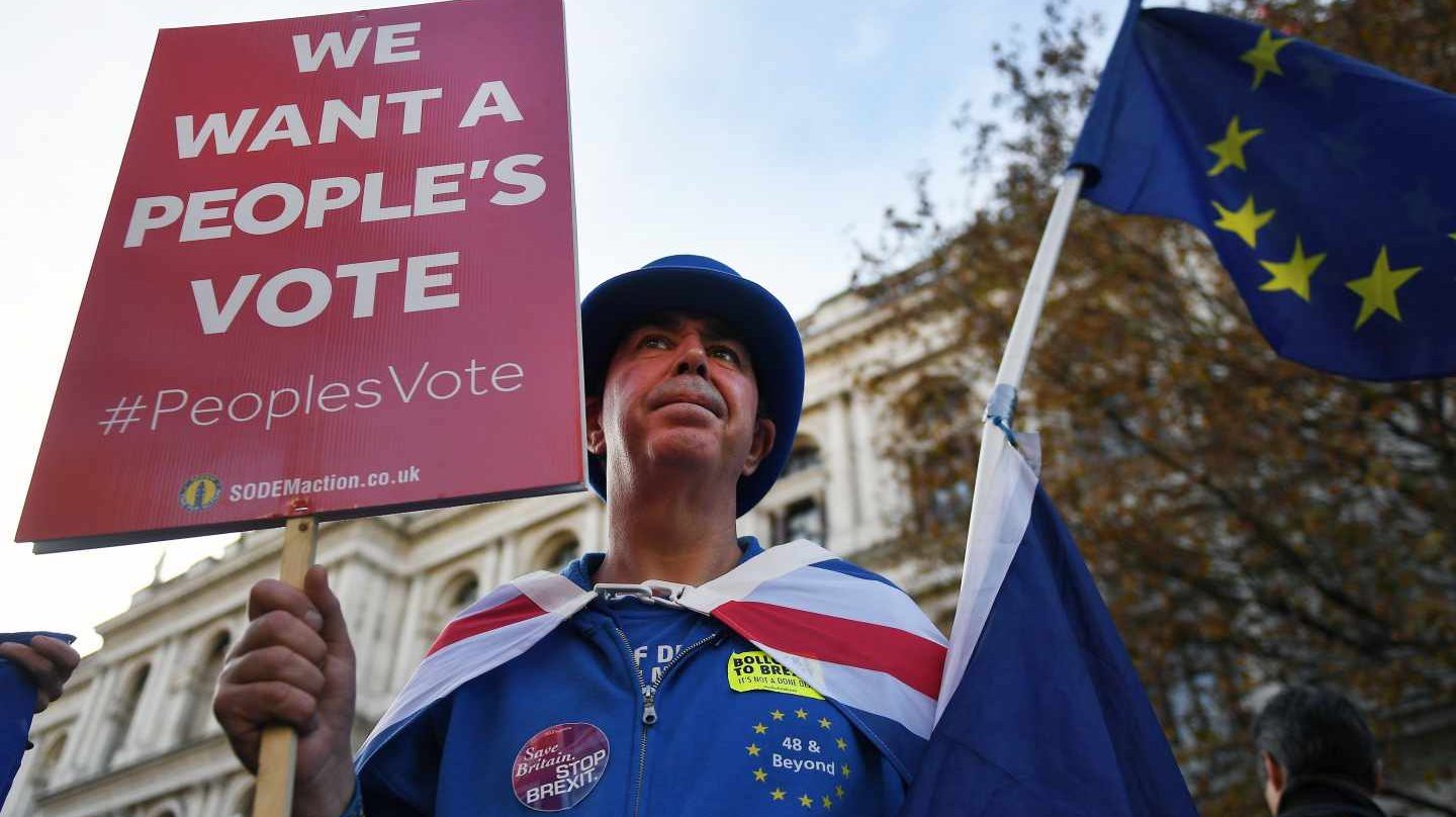 Un manifestante anti Brexit en las calles de Londres.