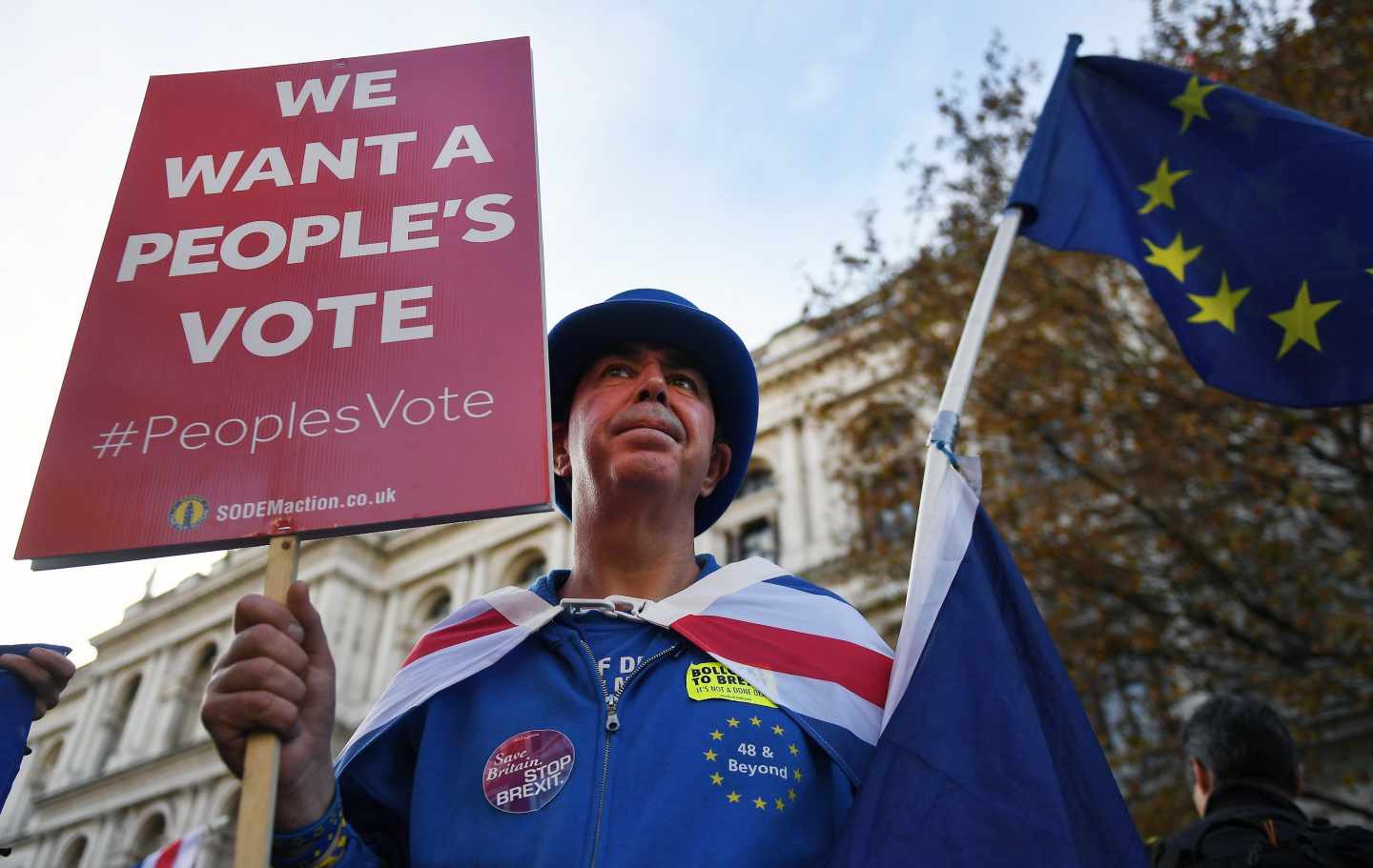 Un manifestante anti Brexit en las calles de Londres.