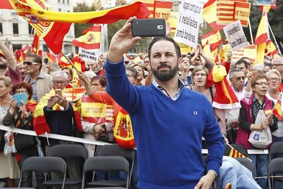 Santiago Abascal el pasado 12-O en una manifestación por la unidad de España