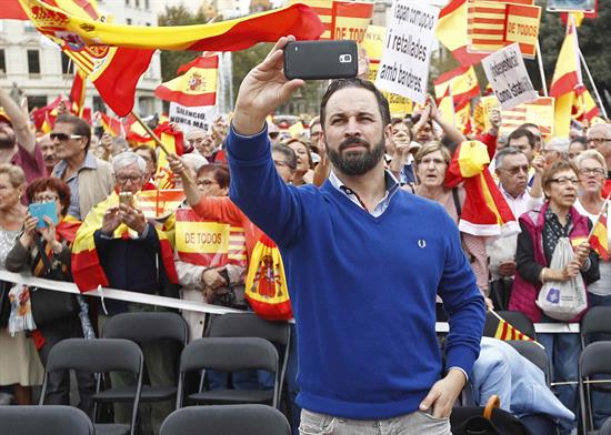 Santiago Abascal el pasado 12-O en una manifestación por la unidad de España