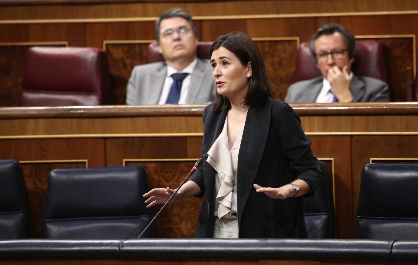 Carmen Montón, durante una intervención en el Congreso de los Diputados durante su etapa como ministra de Sanidad.