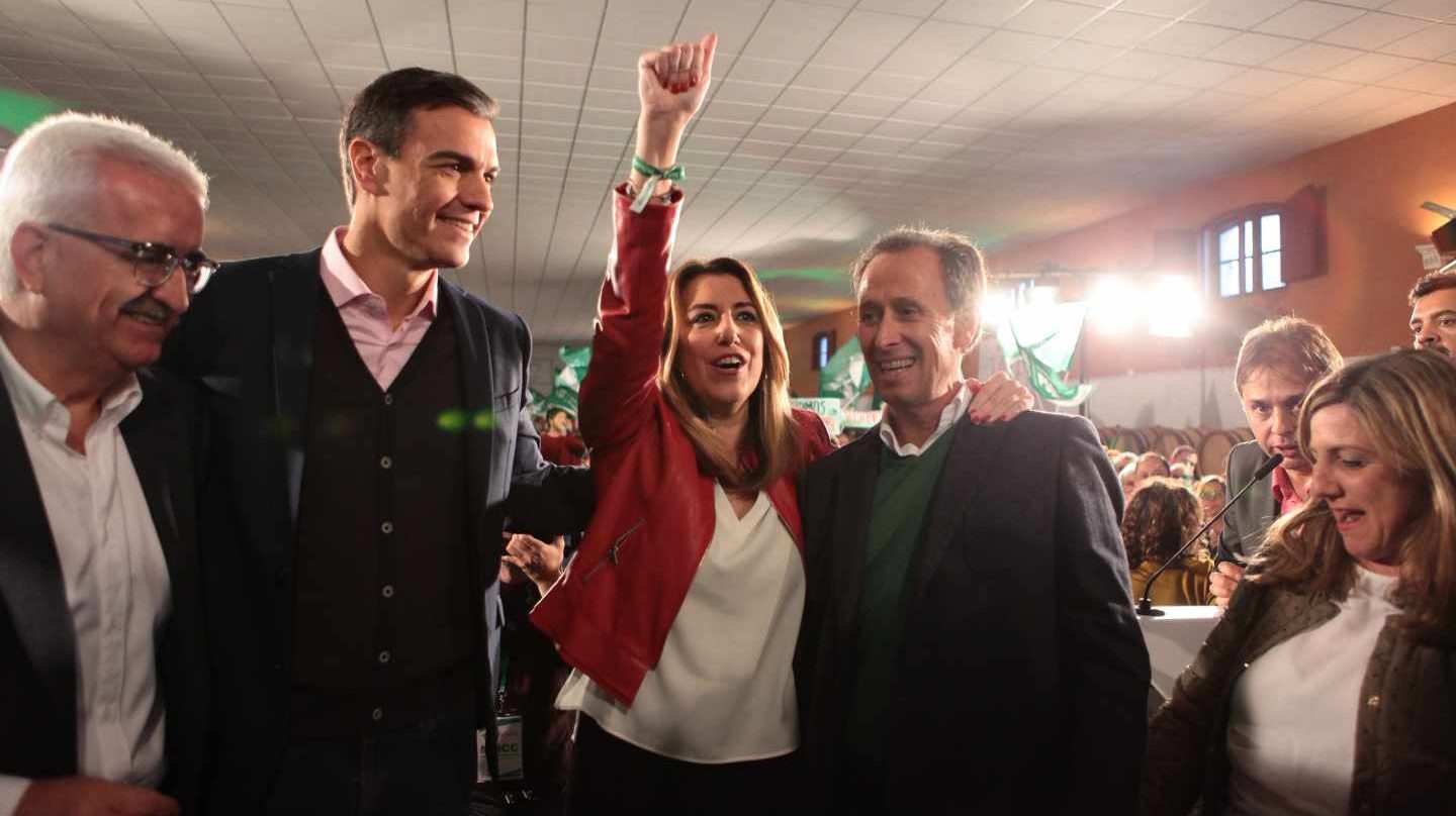 Pedro Sánchez y Susana Díaz, en el mitin de Chiclana.