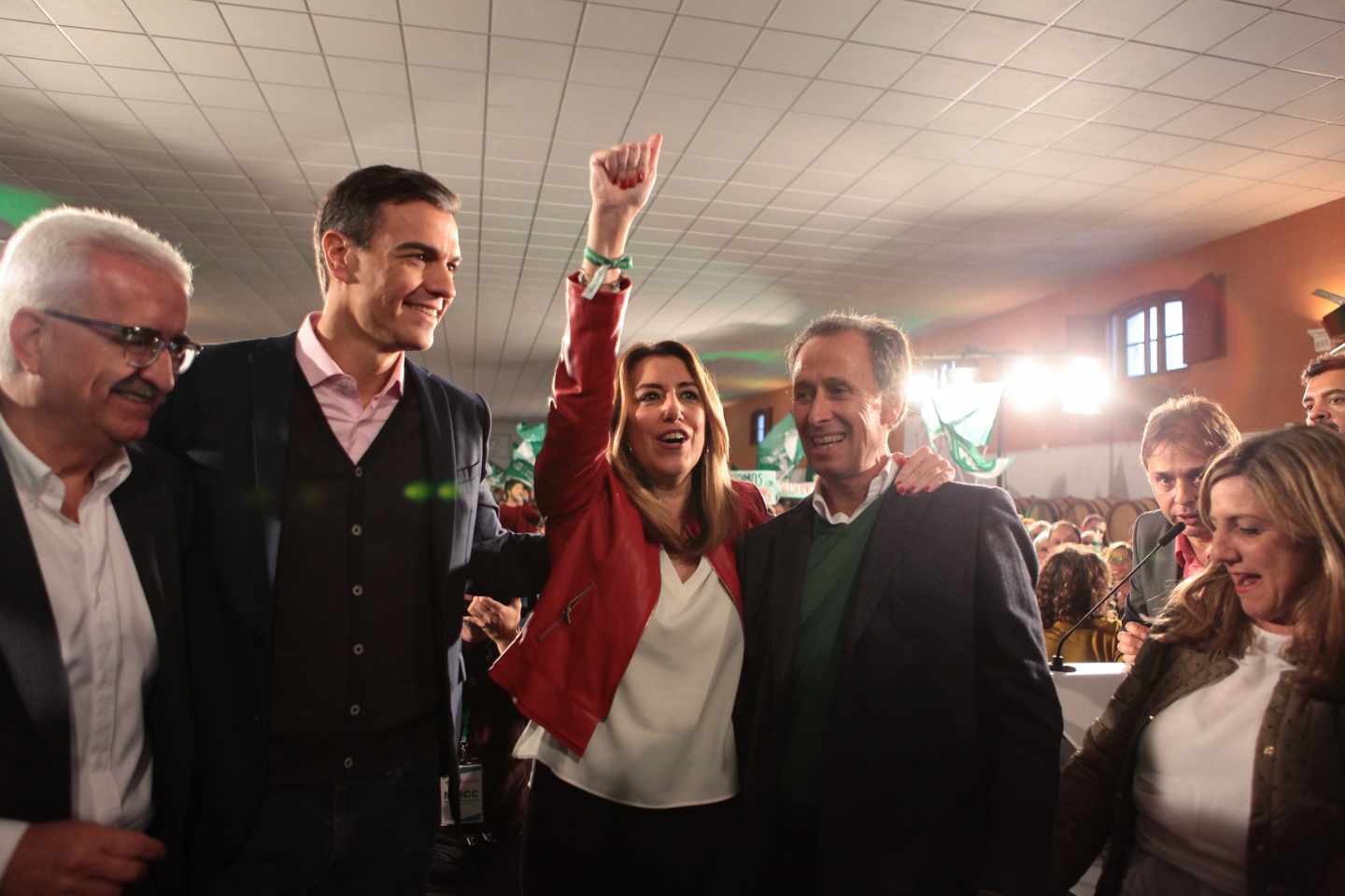 Pedro Sánchez y Susana Díaz, en el mitin de Chiclana.