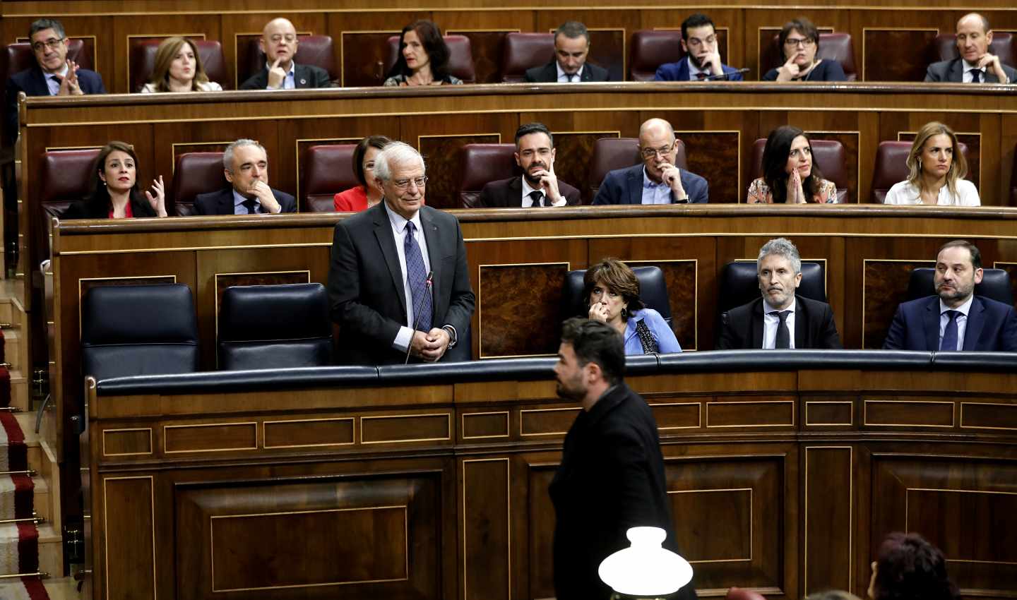 El diputado de ERC, Gabriel Rufián y el ministro de Asuntos Exteriores, Josep Borrell.