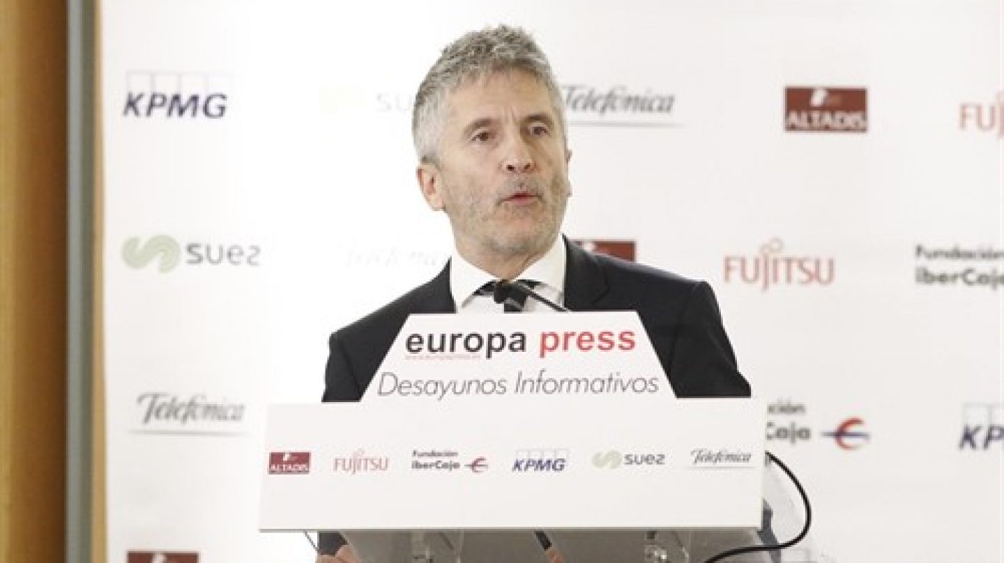 El ministro de Interior, Fernando Grande-Marlaska, en los desayunos de Europa Press.